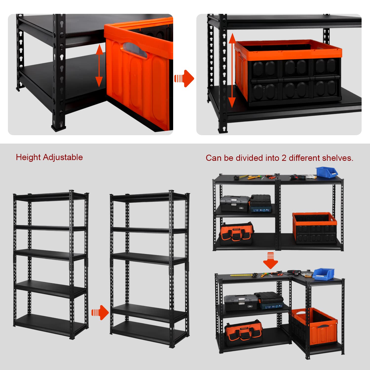 PACHIRA E-Commerce 30" W x 12" D x 59.8" H Metal Storage Shelves, 5 Tier Adjustable Shelving Unit and Storage Office Organization Shelf Pantry Utility Rack