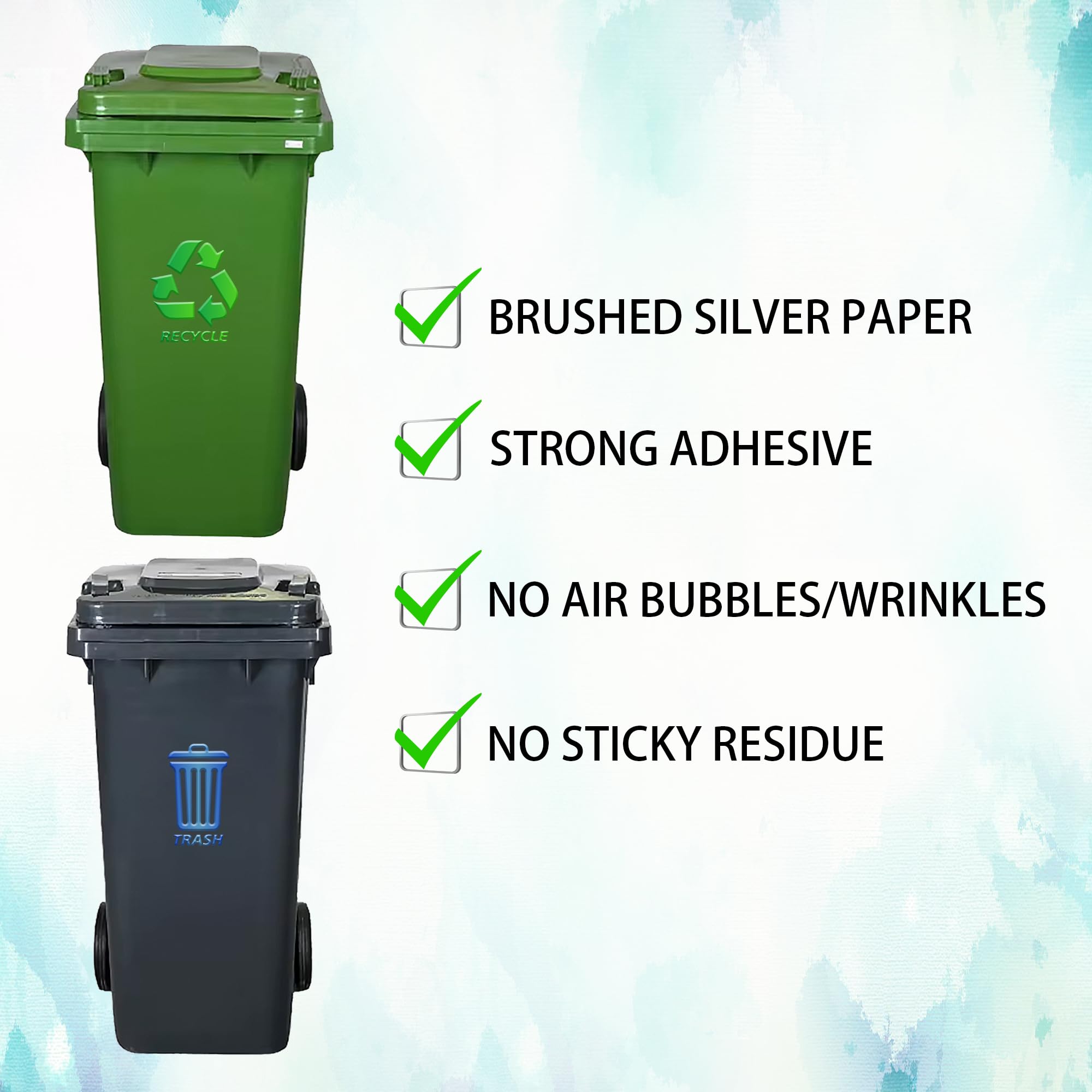 Conzon Pack of 8 Recycle Stickers for Trash Can, UV DTF Recycling Sign, Recycle and Trash Transfer Signs Stickers for Waste Garbage Trash Can, Green & Blue