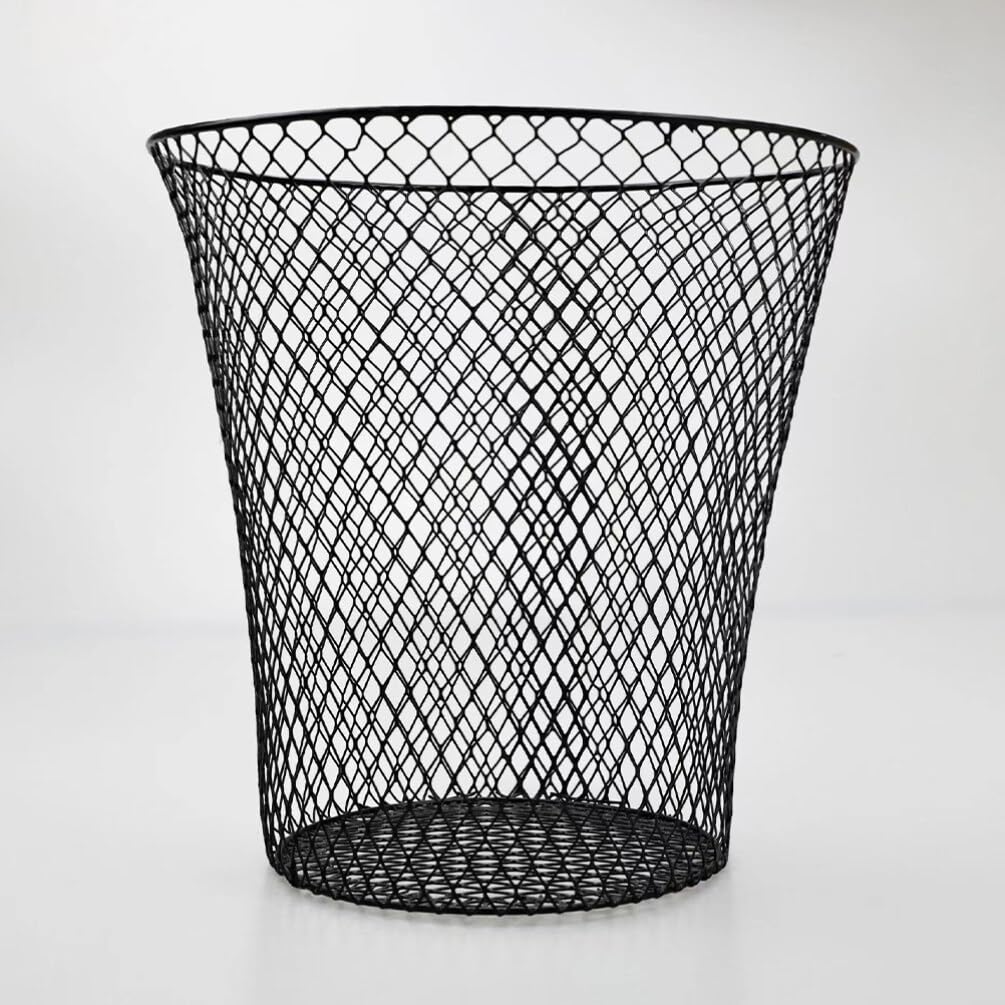 Luxshiny Black Mesh Trash Can - Mesh Office Trash Can Open Metal Wire Wastebaskets Recycling Garbage Container Bin for Office, Home,School