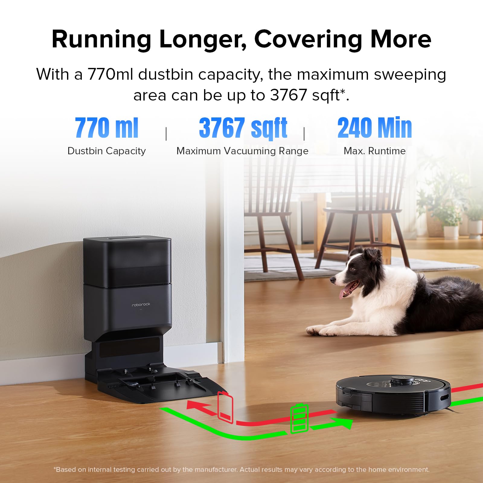 roborock Q5 Max+ Robot Vacuum with Self-Empty Dock, Upgraded from Q5+, 5500 Pa Suction, DuoRoller Brush, Hands-Free Cleaning for up to 7 Weeks, PreciSense LiDAR Navigation, App & Voice Control