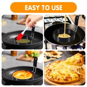 4" Egg Rings Set of 4, Round and Suqare Egg Rings for Frying Eggs with Silicone Handle Large Egg Ring Stainless Steel Egg Cooking Rings for Griddle Frying Eggs Egg Mcmuffins Breakfast