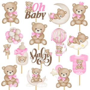 30pcs pink bear centerpiece sticks we can bearly wait baby shower decorations teddy bear table toppers bear baby shower decorations bear centerpieces for table girls baby shower supplies