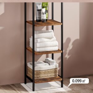 Hzuaneri Bookcase Bookshelf, Narrow Book Shelf, Industrial Corner Shelf Storage Organizer, Slim Shelving Unit for Home Office, Living Room, Bedroom, Kitchen, 6-Tier Rustic Brown and Black BC24601B