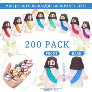 Barydat 200 Pack Mini Jesus Figurines Bulk Tiny Jesus Toys Little Jesus Figures to Hide Christ Savior Religious Jesus Gift Stuffed Jesus for Church Christmas Sunday School Baptism Gifts(Bright Color)