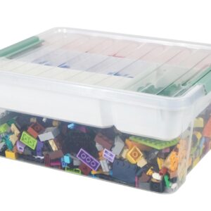 Baylee and Me Clear Plastic Storage Box with Removable Tray – Perfect for Organizing Arts and Craft Supplies, Sewing Notions, Small Toys, Bead, Art Supplies