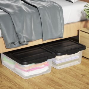 Vadidiya 14 Quart Plastic Latching Box with Lid, Latch Containers with Black Lids, 6 Packs