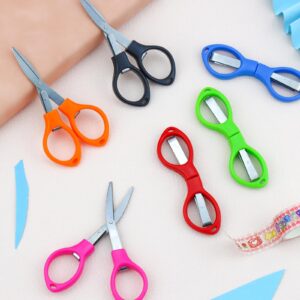 YETOOME 6 Pcs Folding Scissors, Small Stainless Steel Foldable Scissors, Portable Mini Travel Scissors for Home Travel School Office