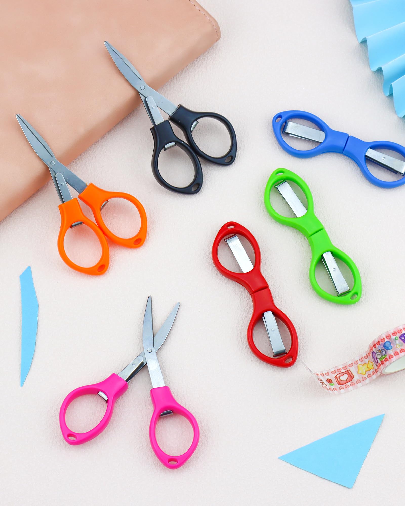 YETOOME 6 Pcs Folding Scissors, Small Stainless Steel Foldable Scissors, Portable Mini Travel Scissors for Home Travel School Office