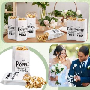 Sunnychicc 200 pcs He Popped the Question Popcorn Bags Engagement Party Favors Wedding Bridal Shower Engaged Goody Snack Treat Bag Grease Resistant