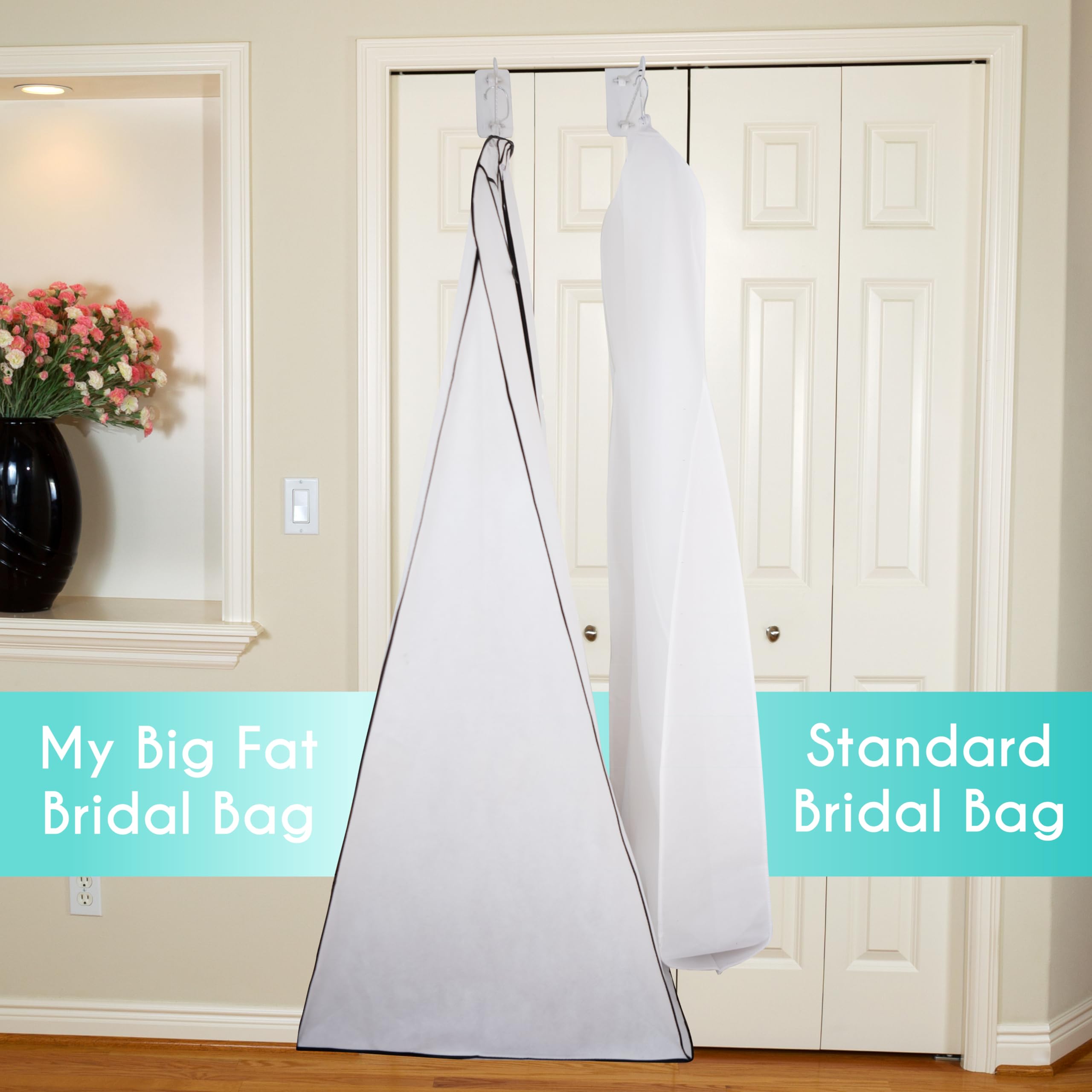 My Big Fat Bridal Bag - Garment Bag for Extra Large Wedding Gowns and Dresses - 72" x 24" with 32" Gusset