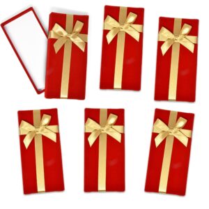 Christmas Cash Card Gift Box Holder Pack of 6 Red Velvet with Gold Bow Holiday Gifts Greeting Cards Present Wrap Rectangle Boxes Money Holders Party Favor Decor for Wedding Xmas Party Decorations