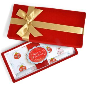 Christmas Cash Card Gift Box Holder Pack of 6 Red Velvet with Gold Bow Holiday Gifts Greeting Cards Present Wrap Rectangle Boxes Money Holders Party Favor Decor for Wedding Xmas Party Decorations