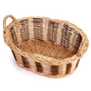 Dicunoy Wicker Empty Gift Basket to Fill, Small Woven Gift Basket with Handle for Gifts, Goodies, Coffee Gifts Package