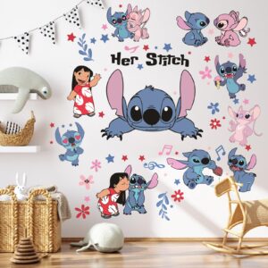 dicnerry wall stickers for kids, cartoon character stickers for children room, 59 pcs pvc diy removable stickers for baby kids nursery girls bedroom living room playroom wall decoration