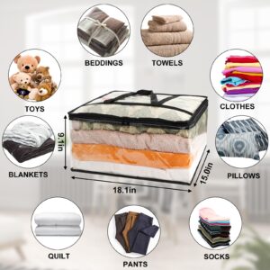 6Pack Clear Clothes Storage Bags, Vinyl Comforter Blanket Storage Bags Closet Organizers and Storage Containers Moving Bags with Reinforced Handle for Bedding, Clothing, Comforters, Pillows, Toys,40L