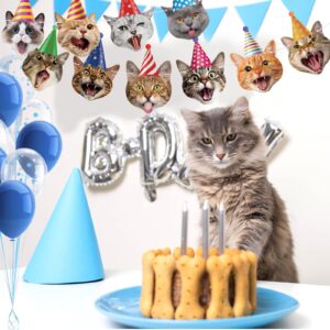 Cat Party Decorations Cat Happy Birthday Banner Cat Face Birthday Garland Funny Cat Banner for Cat-Themed Party Decor Baby Shower Favor Bunting Supplies