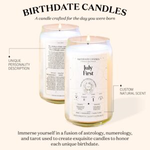 Birthdate Personalized Candle - 13.5oz Long-Lasting Zodiac Scented Candles, Custom Candle Birthday Gift for Women & Men - All-Natural Soy & Coconut Wax Blend, 60-80 Hour Burn Time, Made in USA