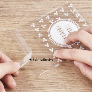 Jutieuo 4x4 Cellophane Bags Self Adhesive Thank You Cookie Bags (100-Count) Small Clear Gift Bags Individual Treat Bags for Packaging, Party Favor, Bake Sale, Gift Giving