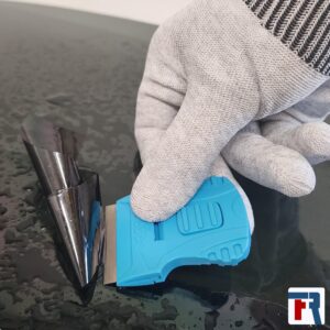 Mini Scraper Holder for 1" Razor Blade - Glass Cleaning and Glue Removal Tool with Comfort Grip Handle (Pack 3 Units)