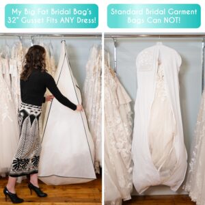 My Big Fat Bridal Bag - Garment Bag for Extra Large Wedding Gowns and Dresses - 72" x 24" with 32" Gusset