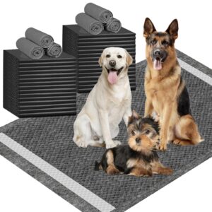 immcute charcoal puppy pads 36"x44", 30 count, jumbo-size dog training pads for large breed or multiple dogs, dog pads extra large with adhesive strip, odor control dog potty pads, absorbent pads