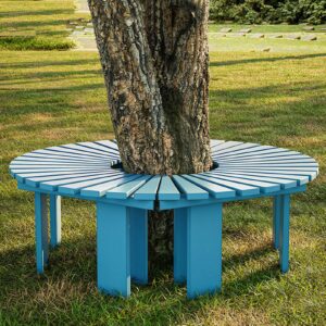 outdoor courtyard bench wooden curved benches round park bench outdoor furniture,solid wood ​slatted seat fan-shaped bench,garden tree bench backless bench patio half round tree bench lounge seating