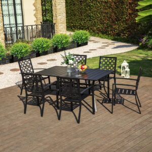 MEOOEM Outdoor Dining Chairs Set of 2, Stackable Patio Chairs Black Wrought Iron All Weather Seating for Bistro Garden Porch Backyard