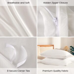 Sonive Jersey Knit Duvet Cover Set - 2 Pieces Ultra Soft, Breathable and Wrinkle-Free Comforter Cover with Zipper Closure and 8 Corner Ties, 1 Duvet Cover with 1 Pillow Sham(White, Twin/Twin XL)