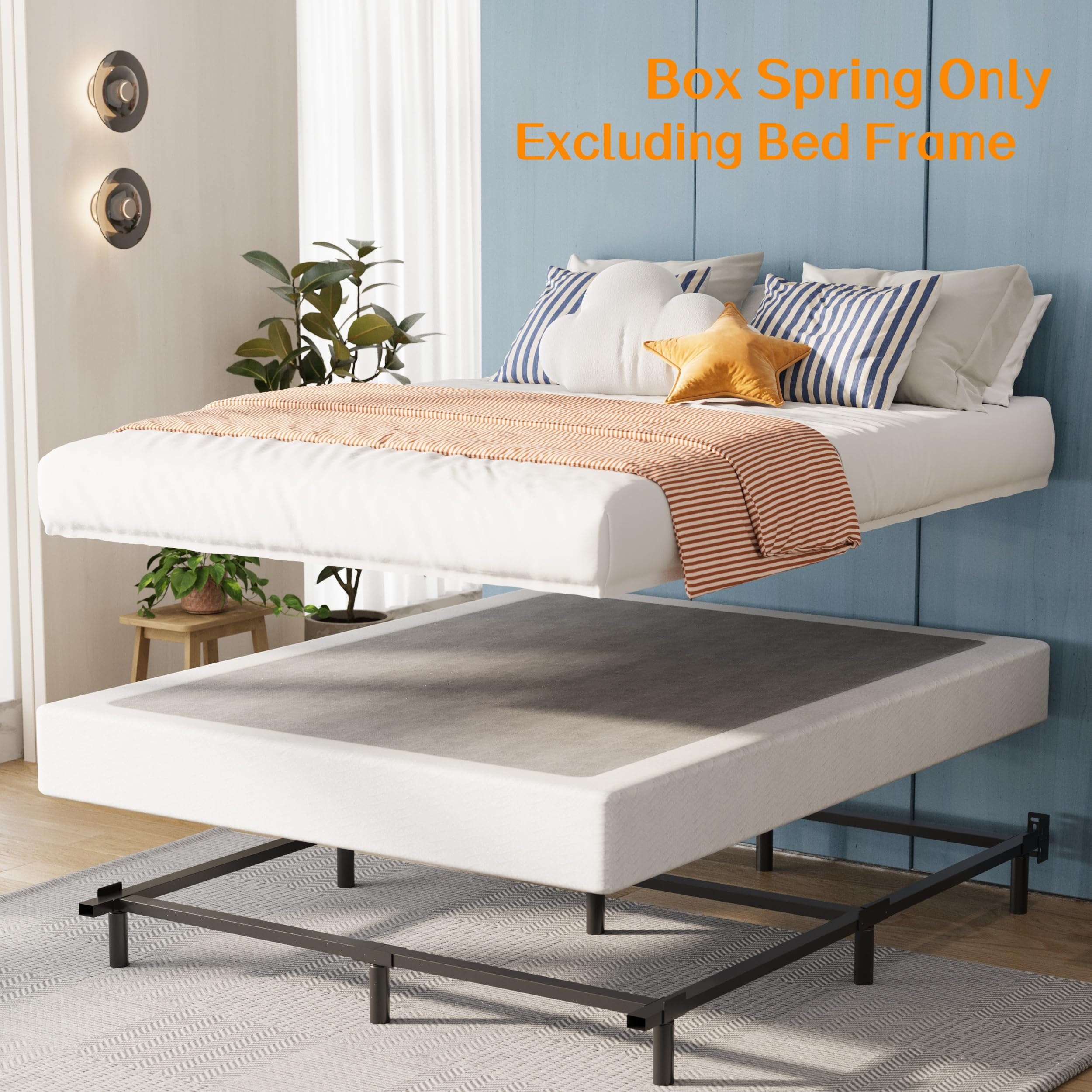 Daqutic Full-Box-Spring, Box Spring Full Size Bed,5 Inch Heavy Duty Full Size Box Spring,Mattress Foundation, Quick Assembly, Noise Free