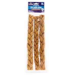 treatly usa collagen braids 12-13" dog chew treats - chicken marinade flavor, 3 count/1 pack