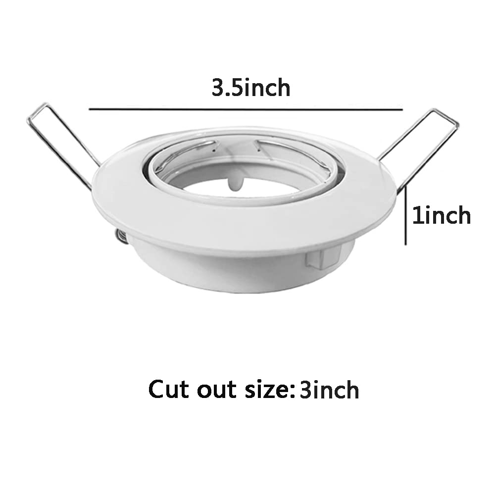 ECHENLED 6 Pack EC8145-3G LED Downlight Fixture Housing MR16 Cut Out Size: 3inch Aluminium GU10 Trimless Recessed Round Frame (White)