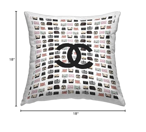 Stupell Industries Chic Fashion Brand Symbol Purses Outdoor Printed Pillow, 18 x 18, Multi-Color