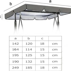 BTURYT Replacement Canopy for Swing Seat 2 ; 3 Seater Sizes, Garden Swing Canopy Replacement Waterproof, Outdoor Garden Chair Awning Cover