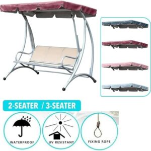 BTURYT 210DSwing Sun Shade Cover Replacement Canopy Seat Chair Sunshade Waterproof Cloth Swing Garden Rocking 2or3 Seats Outdoor Seat Hammock Bench（Only Cover）