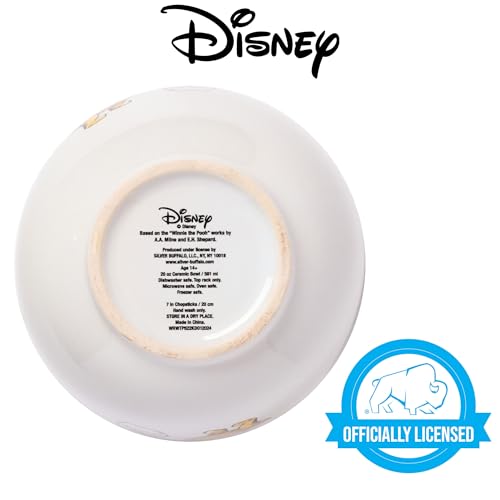 Silver Buffalo Disney Winnie the Pooh Rumbly in My Tumbly Ceramic Ramen Noodle Rice Bowl with Chopsticks, Microwave Safe, 20 Ounces