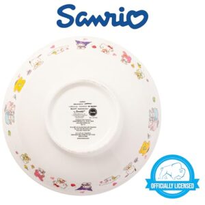 Silver Buffalo Hello Kitty and Friends Little Twin Stars, Pompompurin, Pochacco, Cinnamoroll, Kuromi, My Melody, and Keroppi Ceramic Ramen Noodle Rice Bowl with Chopsticks, Microwave Safe, 30 Ounces