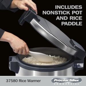 Proctor Silex Commercial 60 Cup / 14 Liter Rice Warmer, Double-Wall Insulated, Heated Hinged Lid, Nonstick Pot, Maintain Food Safe Temperatures Up to 12 Hours, Conforms to NSF, 37580