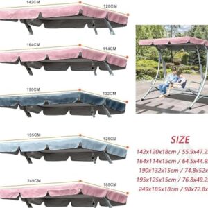 BTURYT 210D Patio Swing Canopy Cover 2 Or 3 Seater Sizes Waterproof Seat Chair Awning Sun Shade Roof Anti-Uv Garden Hammock Replacement Canopy (Swing Seat Canopy only)