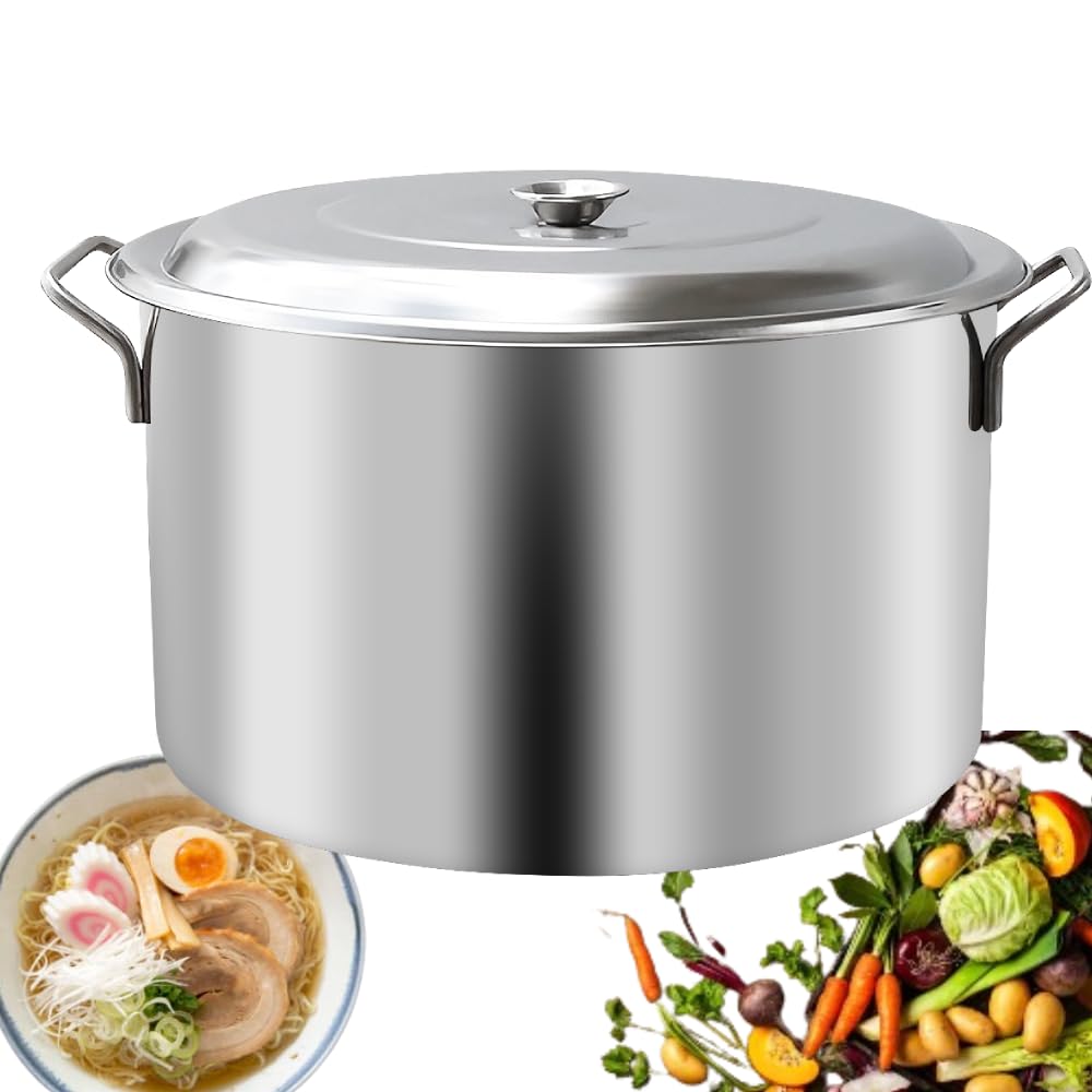 Japard Stockpot 22 Qt Stockpot Stainless Steel Large Cooking Pot With Lid - Cookware Sauce Pot with Handle, Heavy Duty Induction Soup Pot