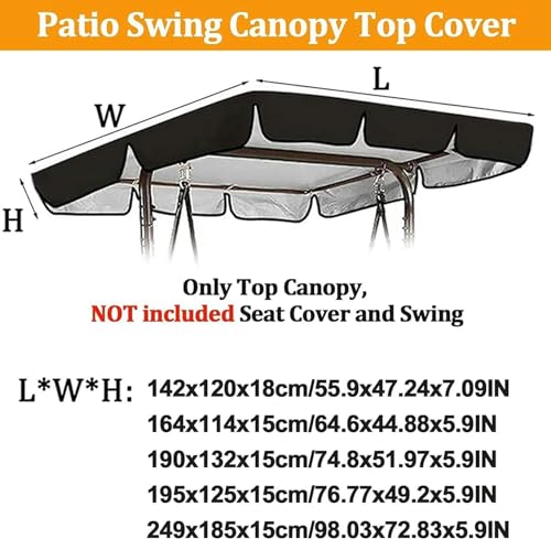 BTURYT Swing Chair Canopy Replacement, Swing Canopy Cover Rainproof Oxfords Cloth 2 and 3 Seater Swing Seat Replacement Awning Canopy Cover for Outdoor Patio Garden