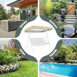 BTURYT Replacement Canopy for Swing Seat, Patio Hammock Top Cover, Replacement Canopy for Swing Seat Chair 2 Seater, Anti-UV Waterproof Cover for Garden