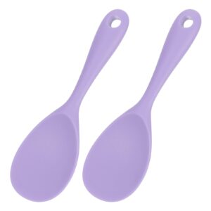 uxcell 2 pack rice paddle, silicone rice spoon non stick rice spatula heat resistant rice cooker spoon, purple