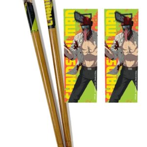 Just Funky Chainsaw Man Chopsticks Set of 2 – Chainsaw Man Merch - Includes 2 Sets of Bamboo Chopsticks - 8.85 Inches Long Anime Chopsticks