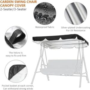 BTURYT Swing Chair Canopy Replacement, Swing Canopy Cover Rainproof Oxfords Cloth 2 and 3 Seater Swing Seat Replacement Awning Canopy Cover for Outdoor Patio Garden