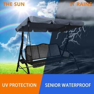 BTURYT 210DSwing Sun Shade Cover Replacement Canopy Seat Chair Sunshade Waterproof Cloth Swing Garden Rocking 2or3 Seats Outdoor Seat Hammock Bench（Only Cover）