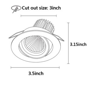 ECHENLED 6 Pack EC8145-3G LED Downlight Fixture Housing MR16 Cut Out Size: 3inch Aluminium GU10 Trimless Recessed Round Frame (White)