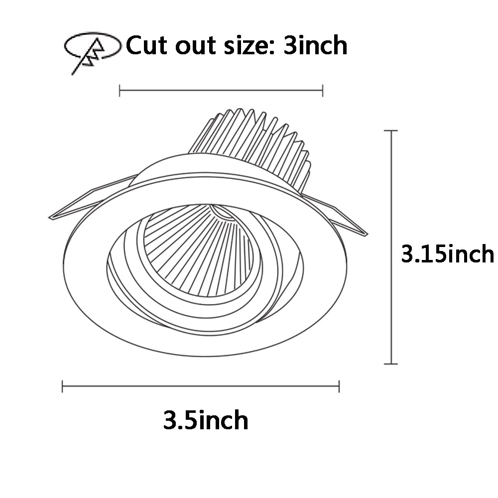 ECHENLED 6 Pack EC8145-3G LED Downlight Fixture Housing MR16 Cut Out Size: 3inch Aluminium GU10 Trimless Recessed Round Frame (White)