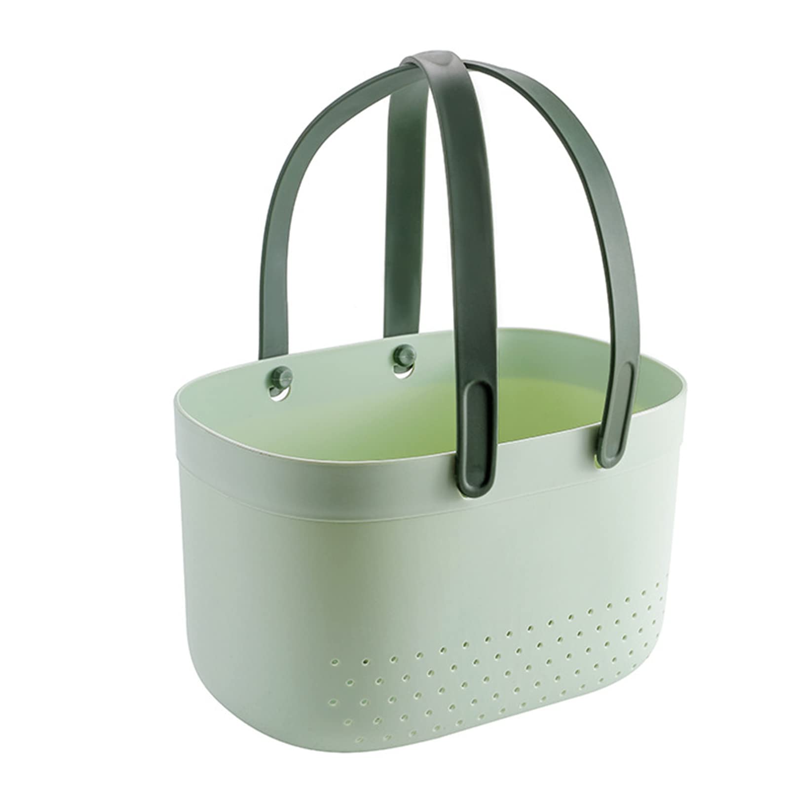 Enforose Portable Shower Caddy Basket with Ventilation Holes Large Capacity Plastic Storage Basket with Handles for Bathroom (green)