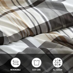 Eddie Bauer - King Duvet Cover Set, Reversible Microsuede Bedding Set with Matching Shams, Casual Home Decor (Normandy Plaid Black, King)