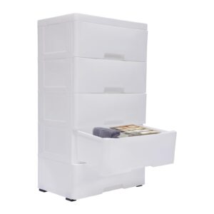 fermoirper storage drawers 5 drawer storage organizer 17.72 * 11.81 * 33.07in plastic drawers stackable clothes drawer plastic dressers with drawers vertical storage tower（white）